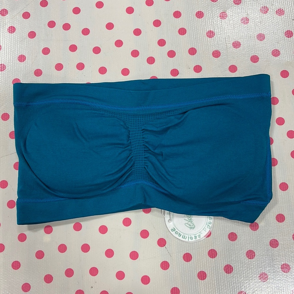 Bandeau, one size RUNS SMALL, teal, foam bra cups